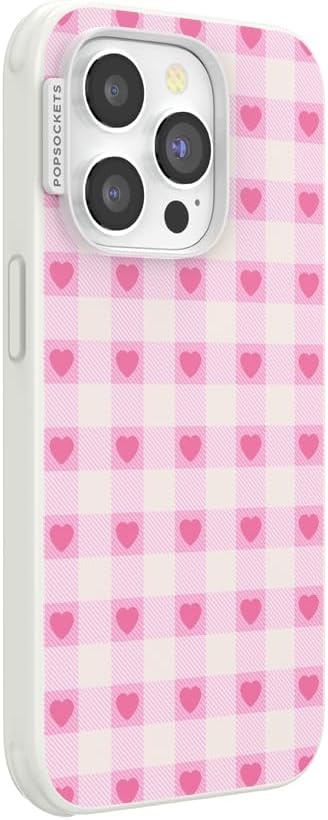 image:imagePopSockets iPhone 13 Phone Case with MagSafe Wireless Charging Compatible Checkered Blush GinghamBlush Gingham