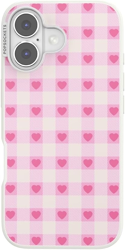 image:imagePopSockets iPhone 13 Phone Case with MagSafe Wireless Charging Compatible Checkered Blush GinghamBlush Gingham