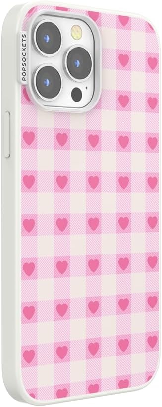 image:imagePopSockets iPhone 13 Phone Case with MagSafe Wireless Charging Compatible Checkered Blush GinghamBlush Gingham