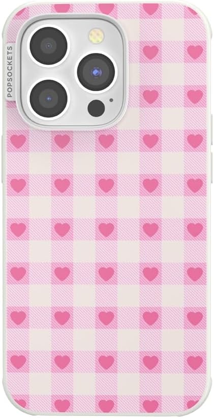 image:imagePopSockets iPhone 13 Phone Case with MagSafe Wireless Charging Compatible Checkered Blush GinghamBlush Gingham