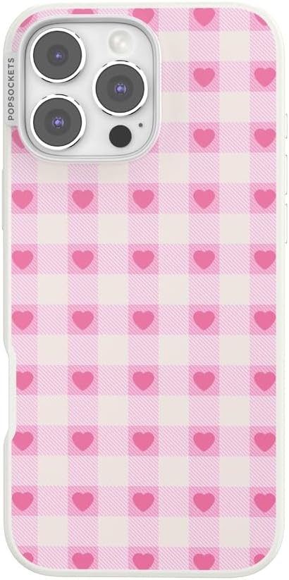 image:imagePopSockets iPhone 13 Phone Case with MagSafe Wireless Charging Compatible Checkered Blush GinghamBlush Gingham
