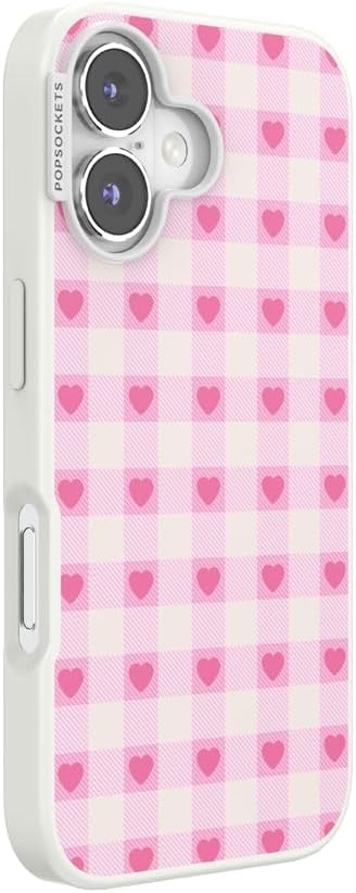 image:imagePopSockets iPhone 13 Phone Case with MagSafe Wireless Charging Compatible Checkered Blush GinghamBlush Gingham