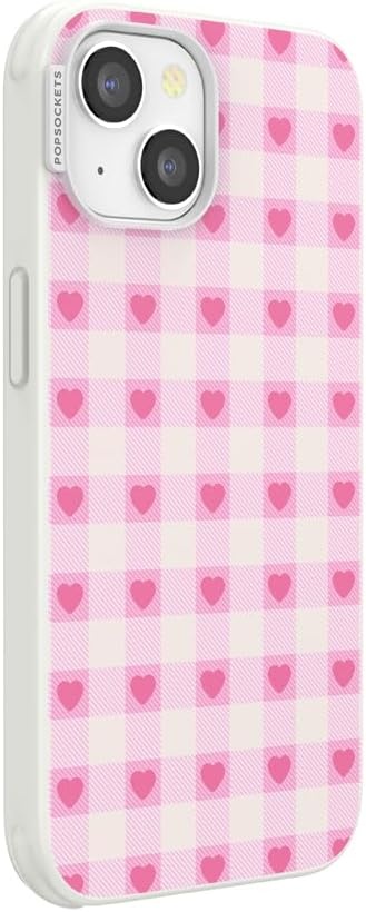 image:imagePopSockets iPhone 13 Phone Case with MagSafe Wireless Charging Compatible Checkered Blush GinghamBlush Gingham