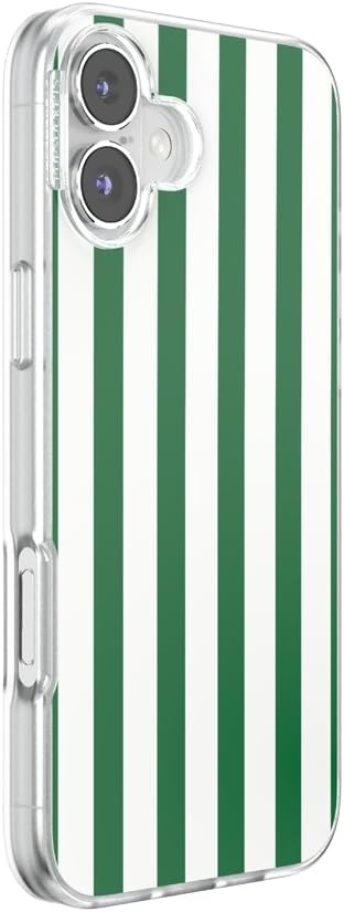 image:imagePopSockets iPhone 13 Phone Case with MagSafe Wireless Charging Compatible Checkered Blush GinghamClub Stripe Green