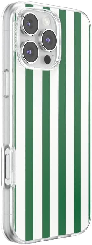 image:imagePopSockets iPhone 13 Phone Case with MagSafe Wireless Charging Compatible Checkered Blush GinghamClub Stripe Green