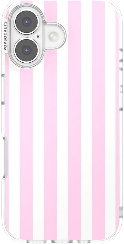 image:imagePopSockets iPhone 13 Phone Case with MagSafe Wireless Charging Compatible Checkered Blush GinghamClub Stripe Pink