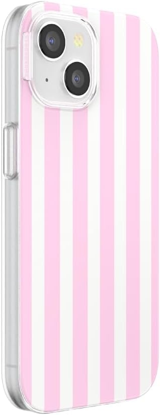 image:imagePopSockets iPhone 13 Phone Case with MagSafe Wireless Charging Compatible Checkered Blush GinghamClub Stripe Pink