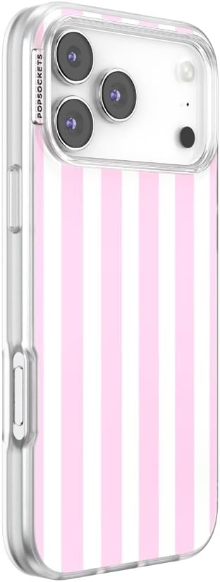 image:imagePopSockets iPhone 13 Phone Case with MagSafe Wireless Charging Compatible Checkered Blush GinghamClub Stripe Pink