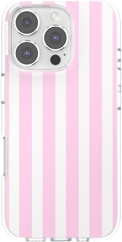 image:imagePopSockets iPhone 13 Phone Case with MagSafe Wireless Charging Compatible Checkered Blush GinghamClub Stripe Pink