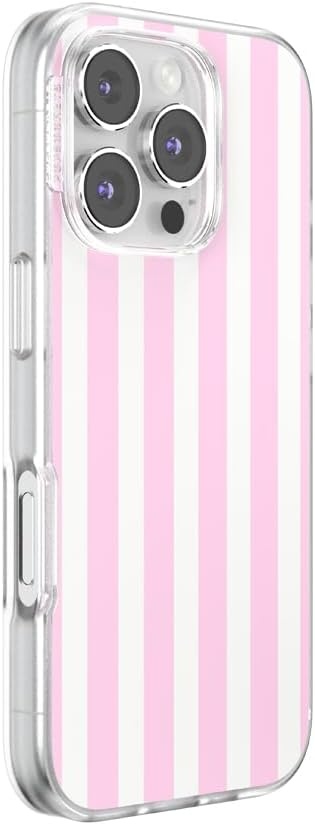 image:imagePopSockets iPhone 13 Phone Case with MagSafe Wireless Charging Compatible Checkered Blush GinghamClub Stripe Pink