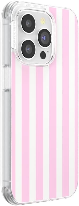 image:imagePopSockets iPhone 13 Phone Case with MagSafe Wireless Charging Compatible Checkered Blush GinghamClub Stripe Pink