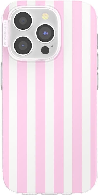 image:imagePopSockets iPhone 13 Phone Case with MagSafe Wireless Charging Compatible Checkered Blush GinghamClub Stripe Pink