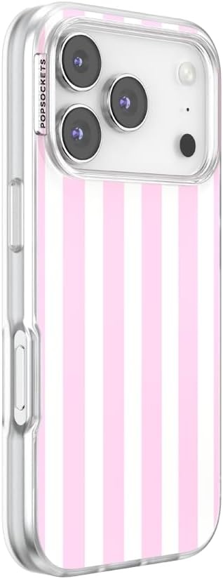 image:imagePopSockets iPhone 13 Phone Case with MagSafe Wireless Charging Compatible Checkered Blush GinghamClub Stripe Pink