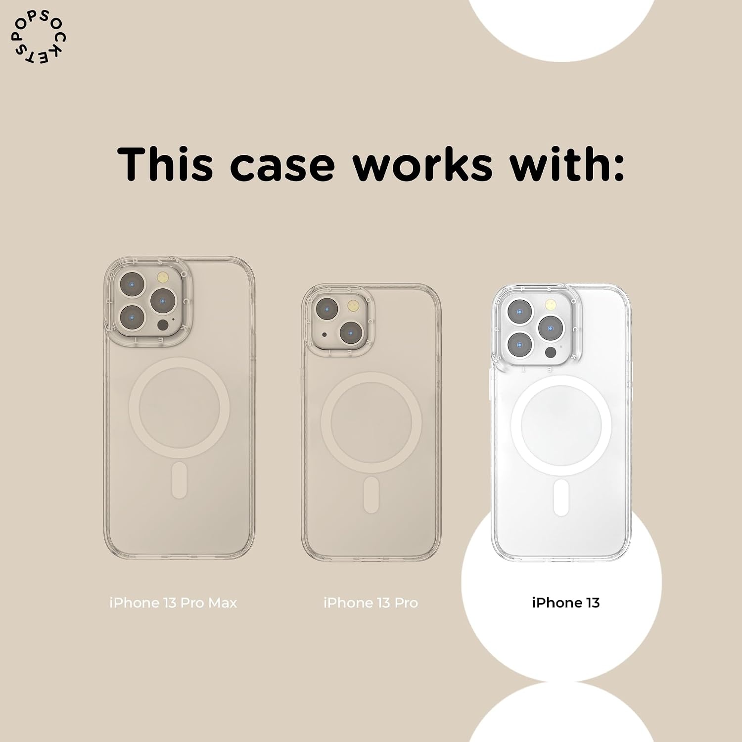 image:imagePopSockets iPhone 13 Phone Case with MagSafe Wireless Charging Compatible Checkered Blush GinghamDesert Mosaic