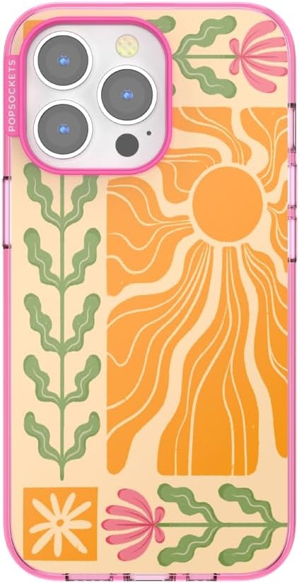 image:imagePopSockets iPhone 13 Phone Case with MagSafe Wireless Charging Compatible Checkered Blush GinghamDesert Mosaic