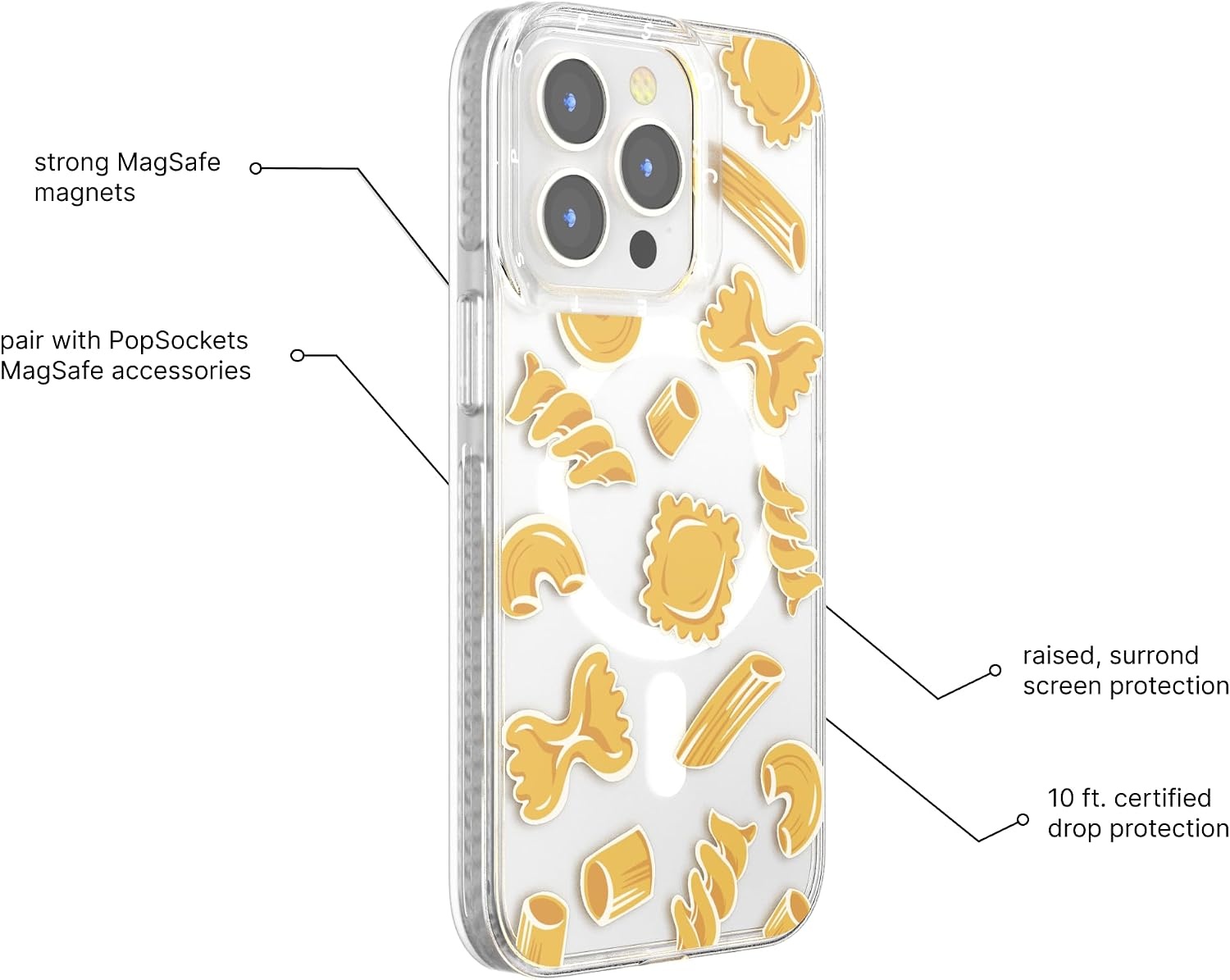 image:imagePopSockets iPhone 13 Phone Case with MagSafe Wireless Charging Compatible Checkered Blush GinghamPasta Pasta