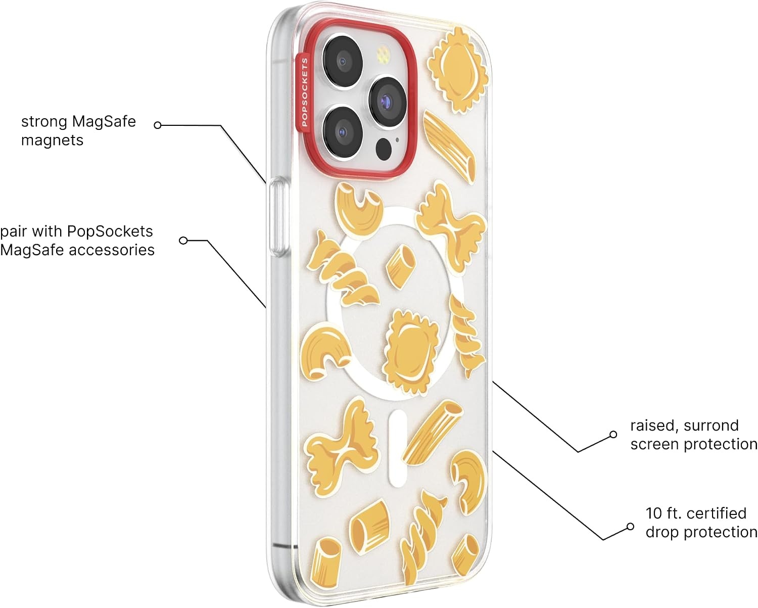 image:imagePopSockets iPhone 13 Phone Case with MagSafe Wireless Charging Compatible Checkered Blush GinghamPasta Pasta