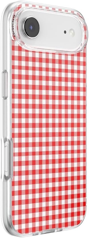 image:imagePopSockets iPhone 13 Phone Case with MagSafe Wireless Charging Compatible Checkered Blush GinghamRed Gingham