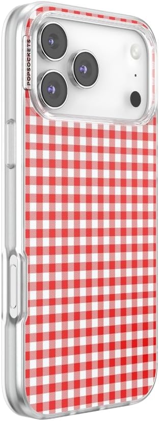 image:imagePopSockets iPhone 13 Phone Case with MagSafe Wireless Charging Compatible Checkered Blush GinghamRed Gingham