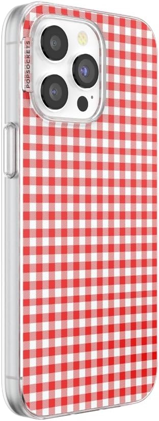 image:imagePopSockets iPhone 13 Phone Case with MagSafe Wireless Charging Compatible Checkered Blush GinghamRed Gingham