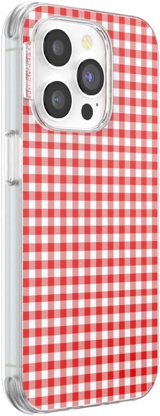 image:imagePopSockets iPhone 13 Phone Case with MagSafe Wireless Charging Compatible Checkered Blush GinghamRed Gingham