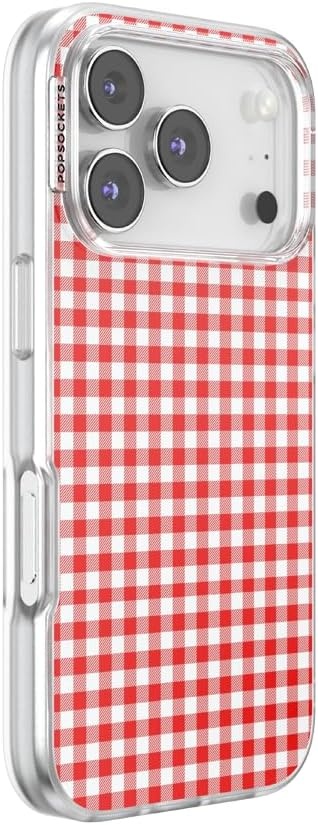 image:imagePopSockets iPhone 13 Phone Case with MagSafe Wireless Charging Compatible Checkered Blush GinghamRed Gingham
