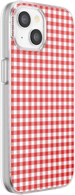 image:imagePopSockets iPhone 13 Phone Case with MagSafe Wireless Charging Compatible Checkered Blush GinghamRed Gingham