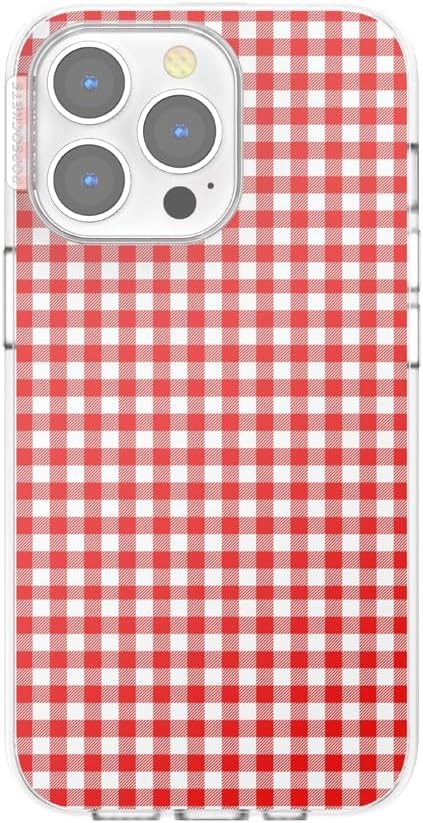image:imagePopSockets iPhone 13 Phone Case with MagSafe Wireless Charging Compatible Checkered Blush GinghamRed Gingham