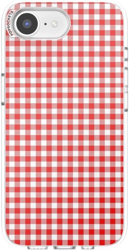 image:imagePopSockets iPhone 13 Phone Case with MagSafe Wireless Charging Compatible Checkered Blush GinghamRed Gingham