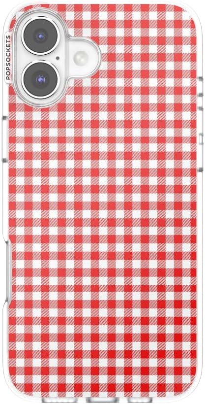 image:imagePopSockets iPhone 13 Phone Case with MagSafe Wireless Charging Compatible Checkered Blush GinghamRed Gingham