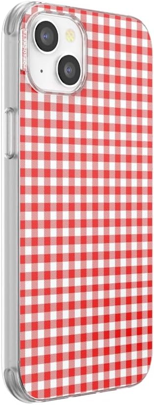 image:imagePopSockets iPhone 13 Phone Case with MagSafe Wireless Charging Compatible Checkered Blush GinghamRed Gingham
