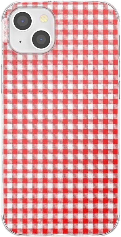 image:imagePopSockets iPhone 13 Phone Case with MagSafe Wireless Charging Compatible Checkered Blush GinghamRed Gingham
