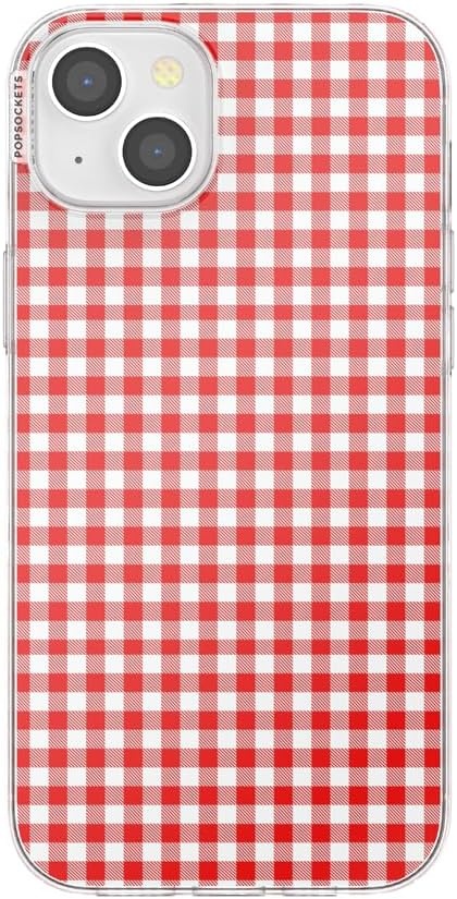 image:imagePopSockets iPhone 13 Phone Case with MagSafe Wireless Charging Compatible Checkered Blush GinghamRed Gingham