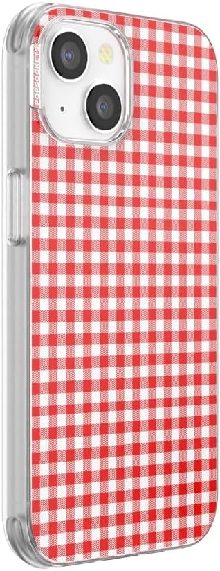 image:imagePopSockets iPhone 13 Phone Case with MagSafe Wireless Charging Compatible Checkered Blush GinghamRed Gingham