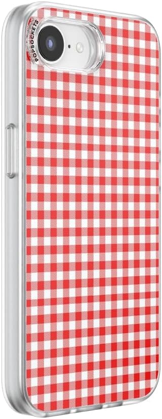 image:imagePopSockets iPhone 13 Phone Case with MagSafe Wireless Charging Compatible Checkered Blush GinghamRed Gingham