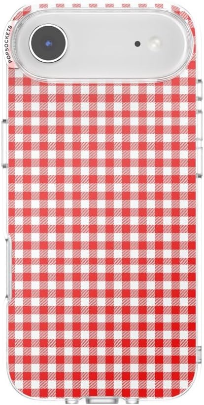 image:imagePopSockets iPhone 13 Phone Case with MagSafe Wireless Charging Compatible Checkered Blush GinghamRed Gingham