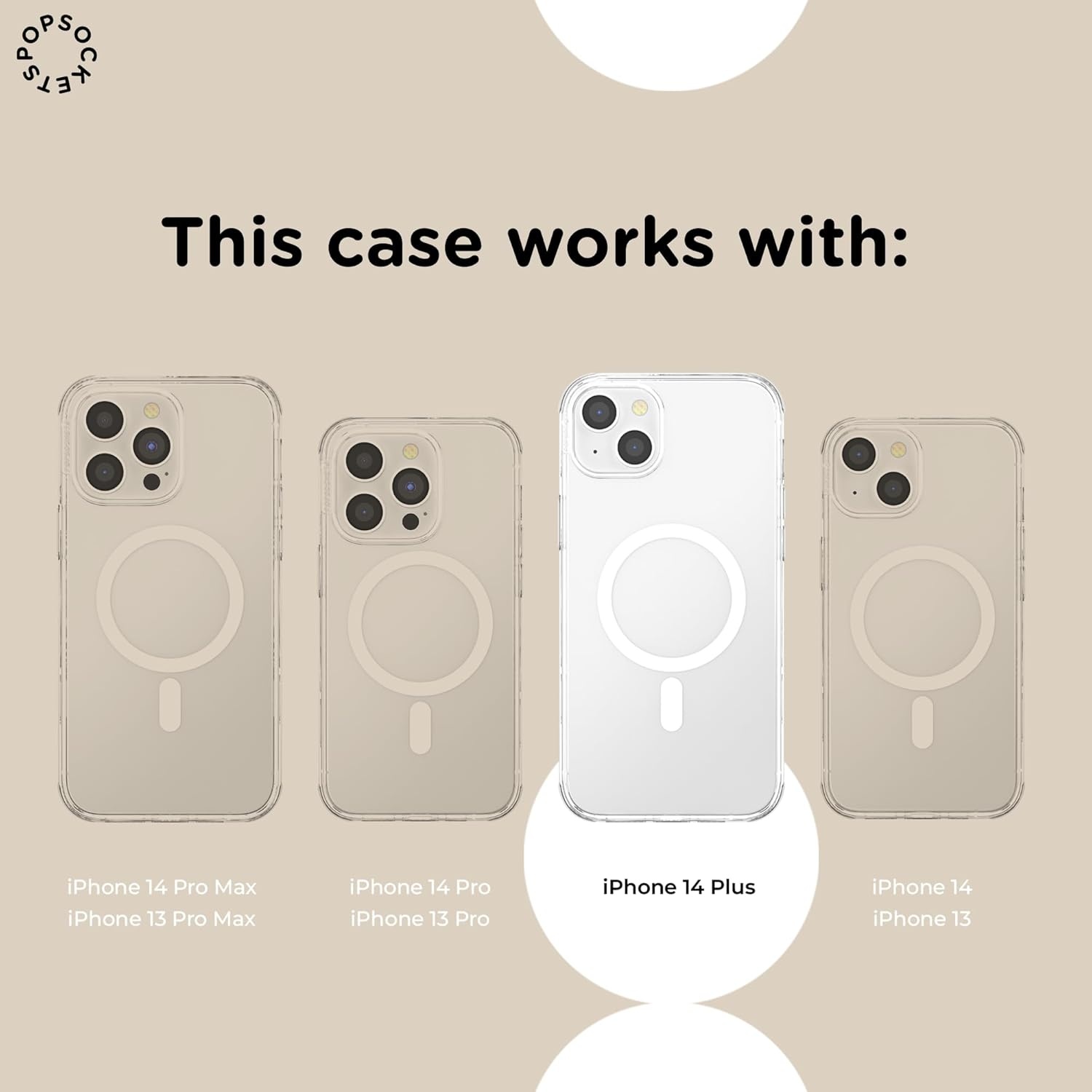 image:imagePopSockets iPhone 13 Pro Max Phone Case with MagSafe Wireless Charging Compatible Checkered Blush GinghamAlbalone