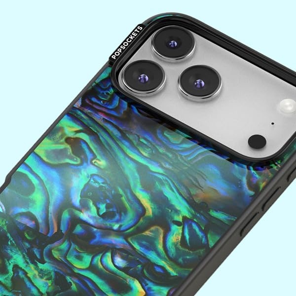 image:imagePopSockets iPhone 13 Pro Max Phone Case with MagSafe Wireless Charging Compatible Checkered Blush GinghamAlbalone