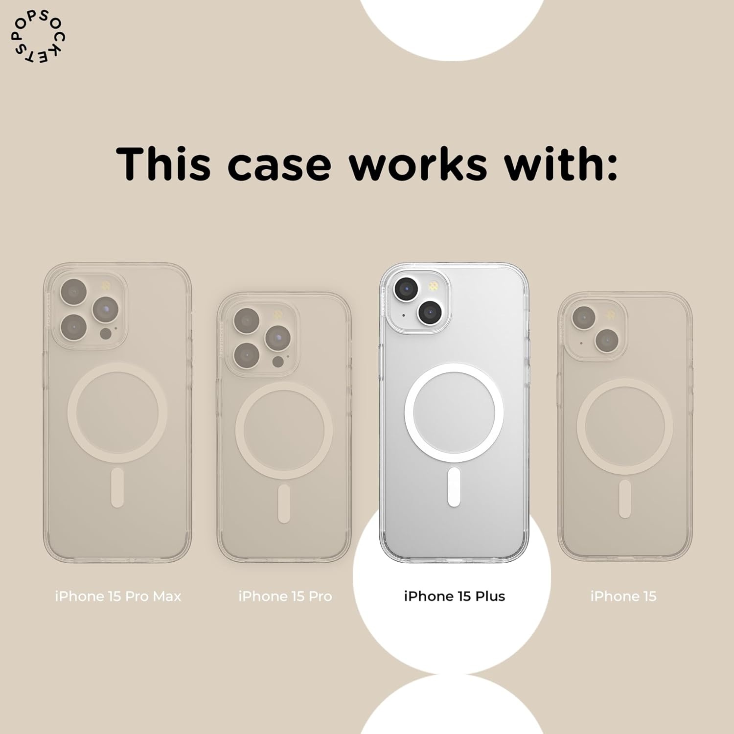 image:imagePopSockets iPhone 13 Pro Max Phone Case with MagSafe Wireless Charging Compatible Checkered Blush GinghamBuffalo Check