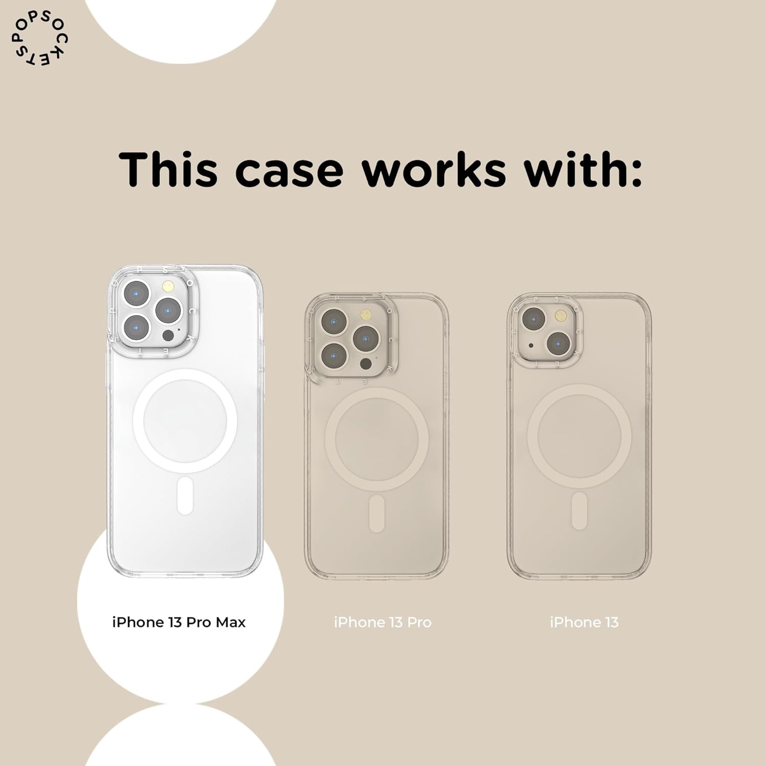 image:imagePopSockets iPhone 13 Pro Max Phone Case with MagSafe Wireless Charging Compatible Checkered Blush GinghamBuffalo Check