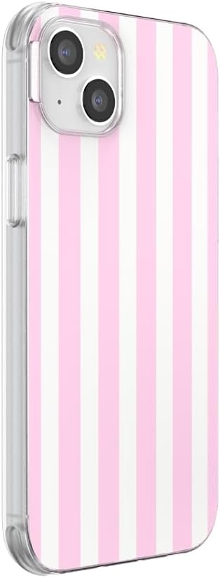 image:imagePopSockets iPhone 13 Pro Max Phone Case with MagSafe Wireless Charging Compatible Checkered Blush GinghamClub Stripe Pink