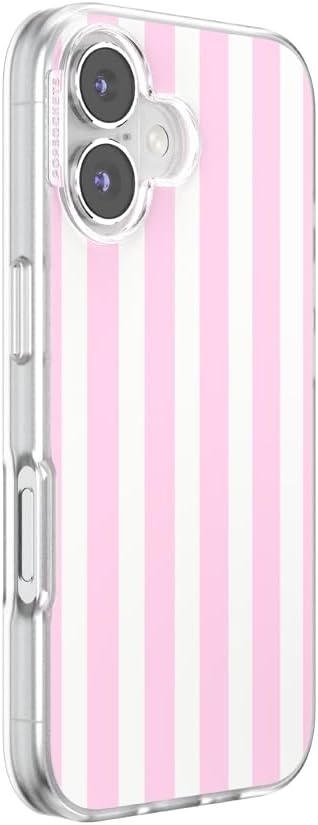 image:imagePopSockets iPhone 13 Pro Max Phone Case with MagSafe Wireless Charging Compatible Checkered Blush GinghamClub Stripe Pink