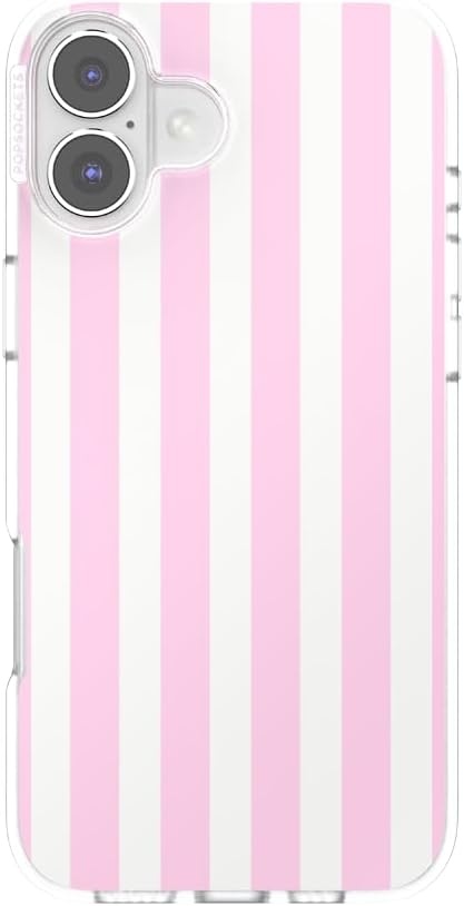 image:imagePopSockets iPhone 13 Pro Max Phone Case with MagSafe Wireless Charging Compatible Checkered Blush GinghamClub Stripe Pink