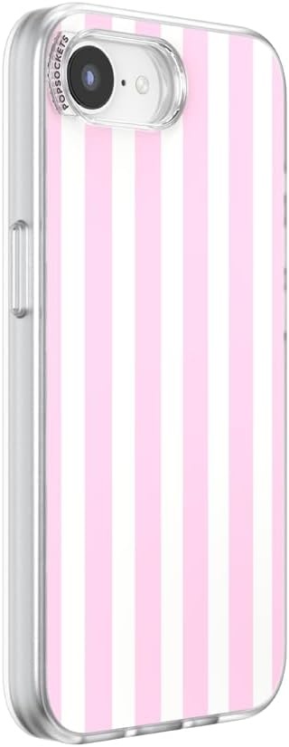 image:imagePopSockets iPhone 13 Pro Max Phone Case with MagSafe Wireless Charging Compatible Checkered Blush GinghamClub Stripe Pink