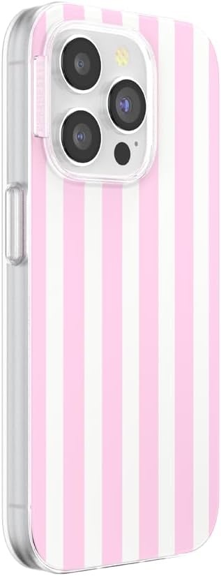 image:imagePopSockets iPhone 13 Pro Max Phone Case with MagSafe Wireless Charging Compatible Checkered Blush GinghamClub Stripe Pink