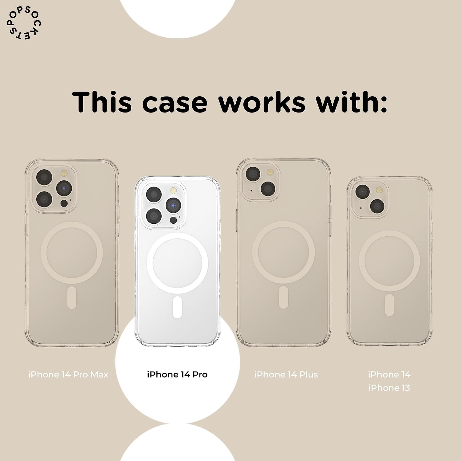 image:imagePopSockets iPhone 13 Pro Max Phone Case with MagSafe Wireless Charging Compatible Checkered Blush GinghamClub Stripe Pink