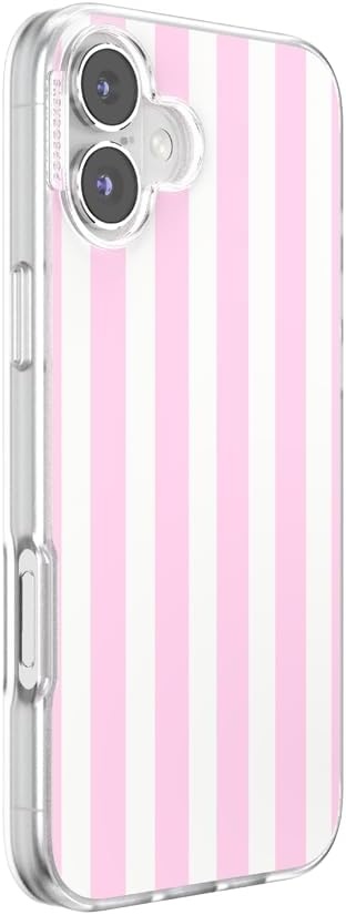 image:imagePopSockets iPhone 13 Pro Max Phone Case with MagSafe Wireless Charging Compatible Checkered Blush GinghamClub Stripe Pink
