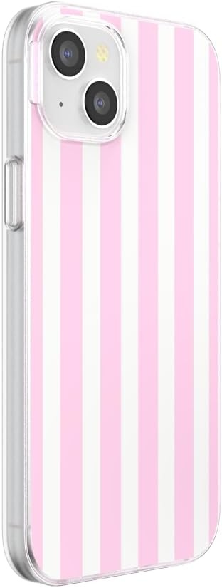image:imagePopSockets iPhone 13 Pro Max Phone Case with MagSafe Wireless Charging Compatible Checkered Blush GinghamClub Stripe Pink
