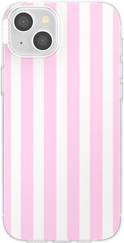 image:imagePopSockets iPhone 13 Pro Max Phone Case with MagSafe Wireless Charging Compatible Checkered Blush GinghamClub Stripe Pink