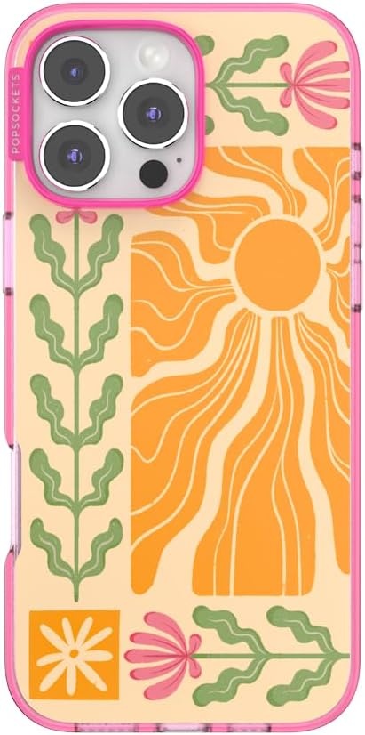 image:imagePopSockets iPhone 13 Pro Max Phone Case with MagSafe Wireless Charging Compatible Checkered Blush GinghamDesert Mosaic